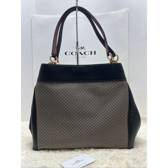 🔥🎁NWT! Coach Lexy Shoulder Bag Legacy Jacquard Milk/Black Msrp:$375.00 - Picture 2 of 7